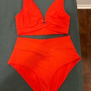 Aerie Bold Red High-Waisted Swim Bottom